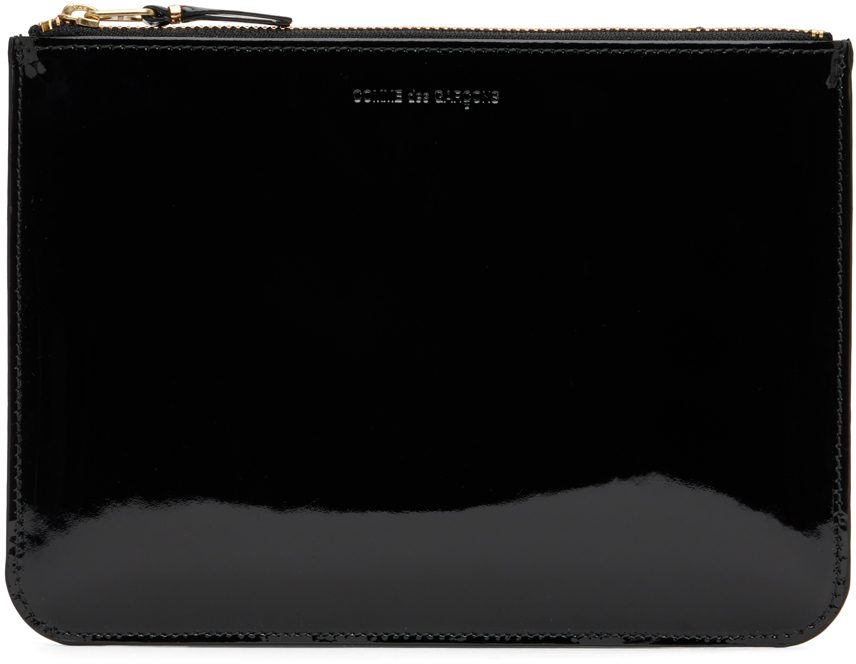 COMME des GARÇONS WALLETS: Black Glossy Pouch