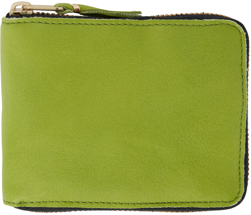 Comme Des Garçons Green Washed Zip Wallet In 3 - Green