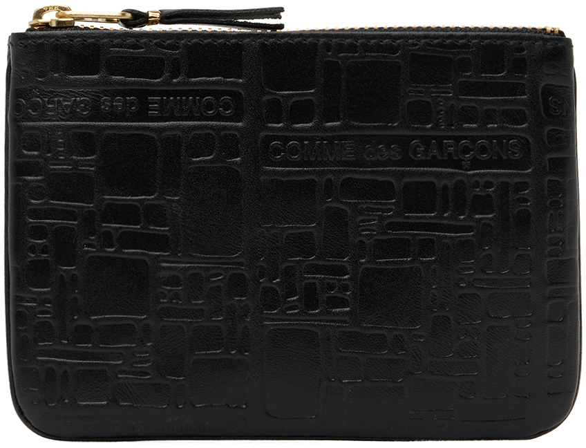 COMME des GARÇONS WALLETS: Black Embossed Pouch | SSENSE Canada