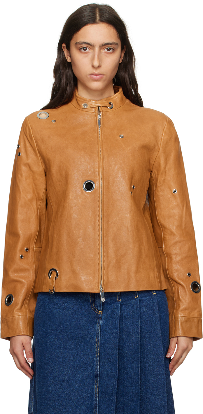 Saks Potts Tan Lauren Leather Jacket In Cognac