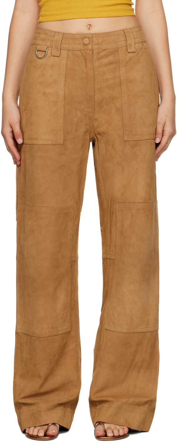 Tan Rose Leather Trousers