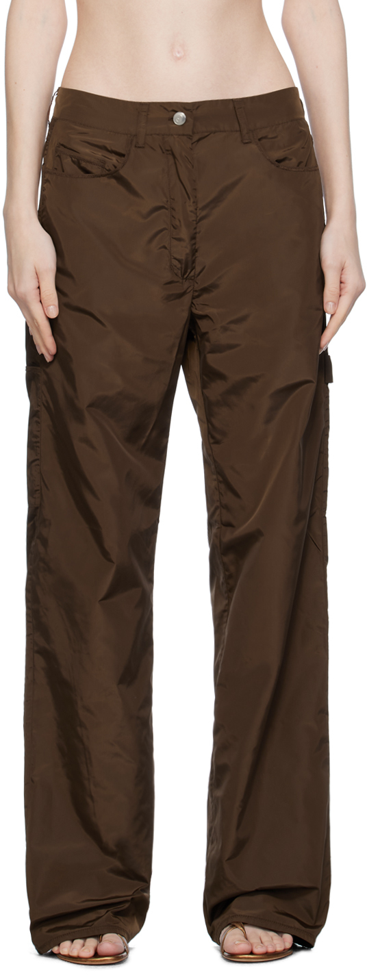 Saks Potts Grey Straight-leg Taffeta Trousers In Chestnut