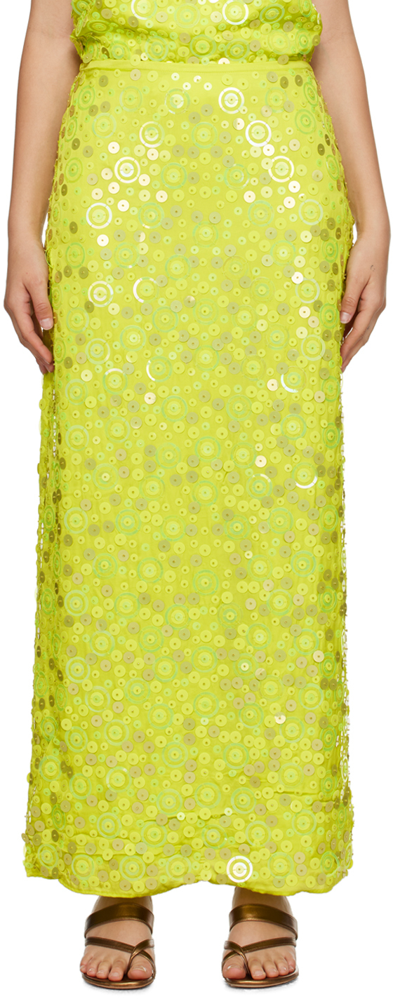 Shop Saks Potts Green Lynn Maxi Skirt In Neon Green Sequin