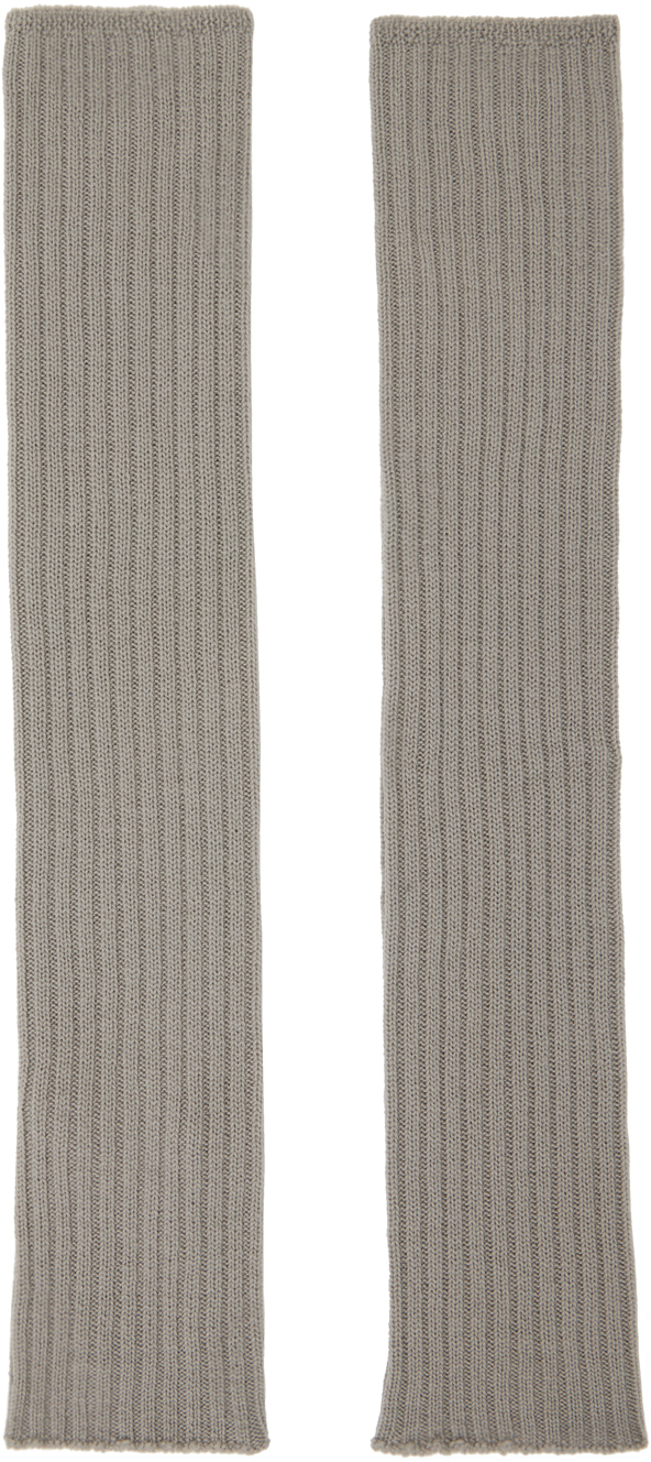 Rick Owens Off-white Ribbed Arm Warmers In 08 Pearl