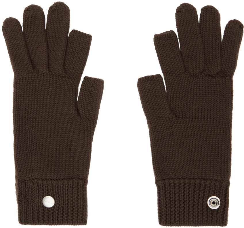 Rick Owens Brown Touchscreen Gloves In 04 Brown