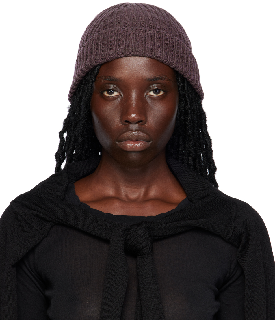 Rick Owens Purple Recycled Cashmere Beanie In 33 Amethyst