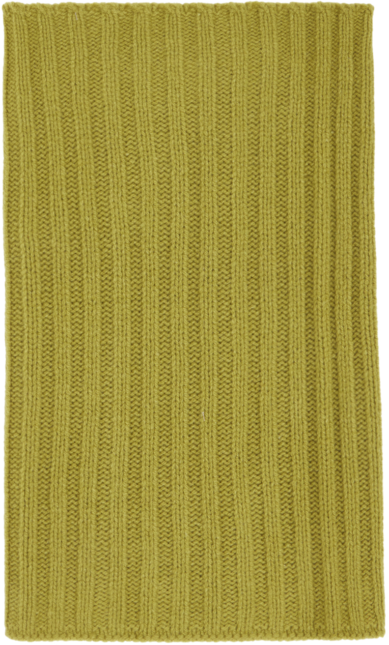 Rick Owens Yellow Ribbed Scarf In 32 Acid