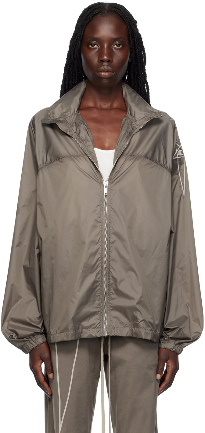 Rick Owens Grey Champion Edition Mountain Bomber Jacket In 34 Dust
