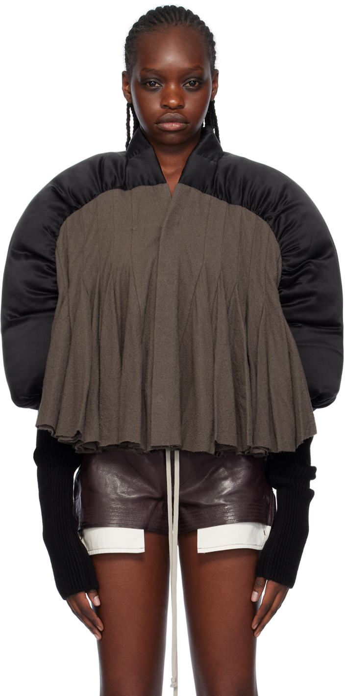 【RICK OWENS】 Duvetessa ダウンジャケット Black & Gray Duvetessa Down Jacket by Rick Owens on Sale