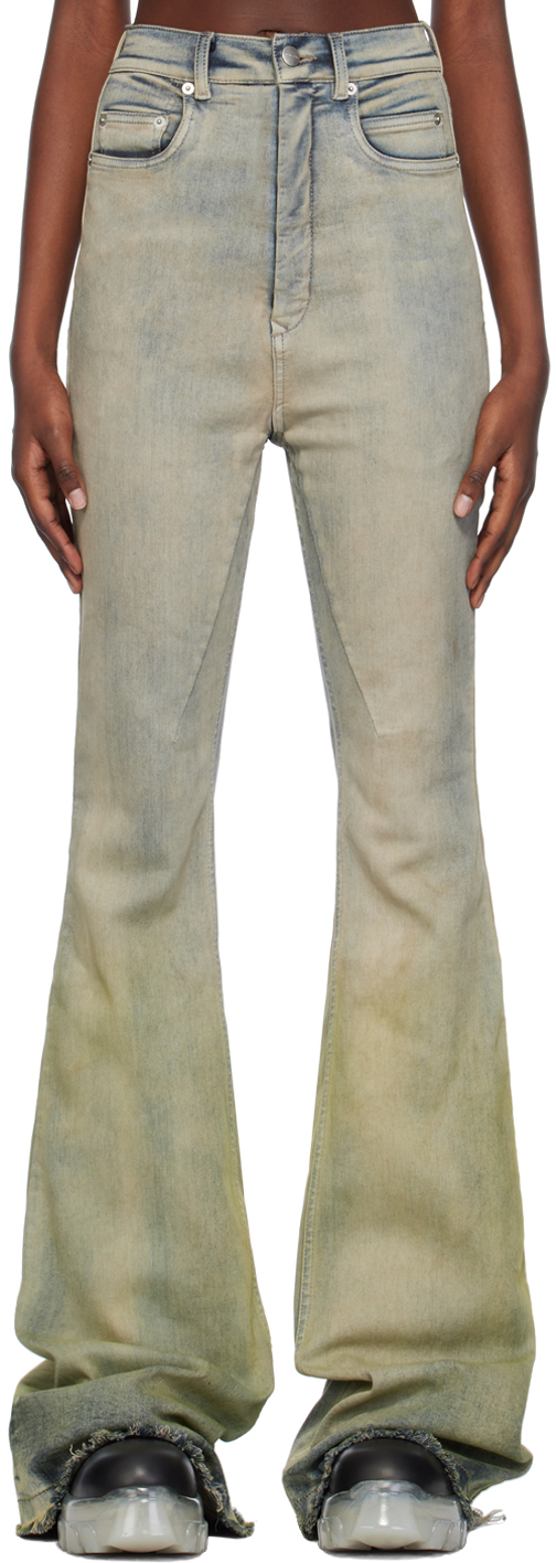 Shop Rick Owens Off-white Bolan Jeans In 0832d Pearl/acid Deg