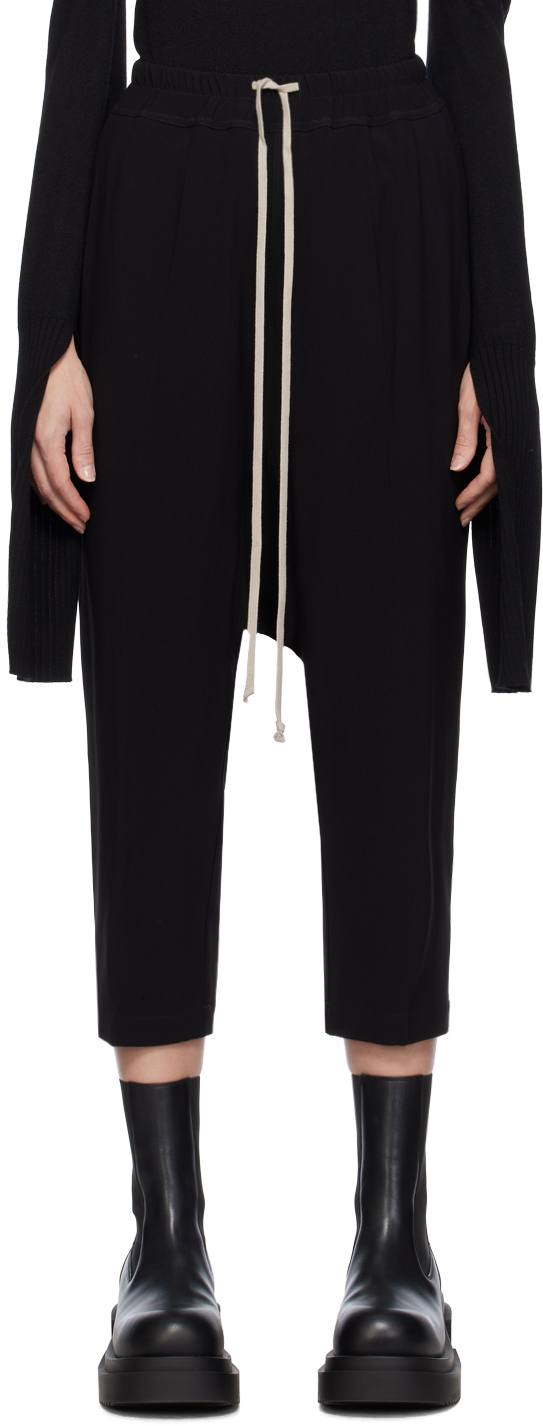 Rick Owens: Black Drawstring Cropped Lounge Pants   SSENSE