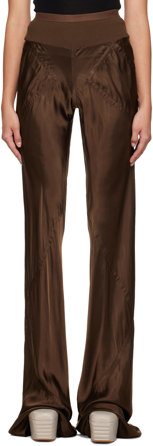 Brown Bias Trousers by Rick Owens on Sale