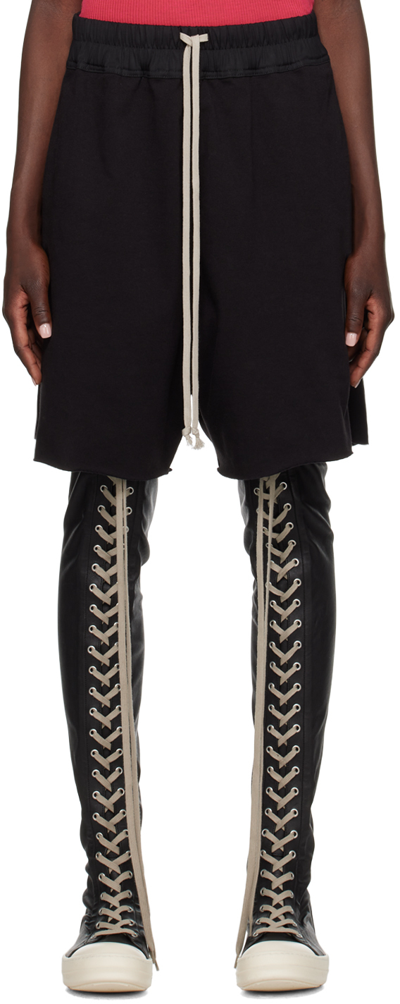 Shop Rick Owens Ssense Exclusive Black Kembra Pfahler Edition Trucker Shorts In 911 Black/milk