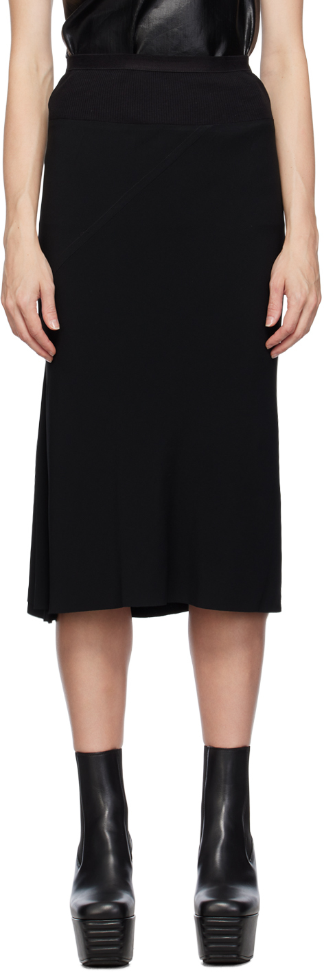 Black Knee Bias Midi Skirt