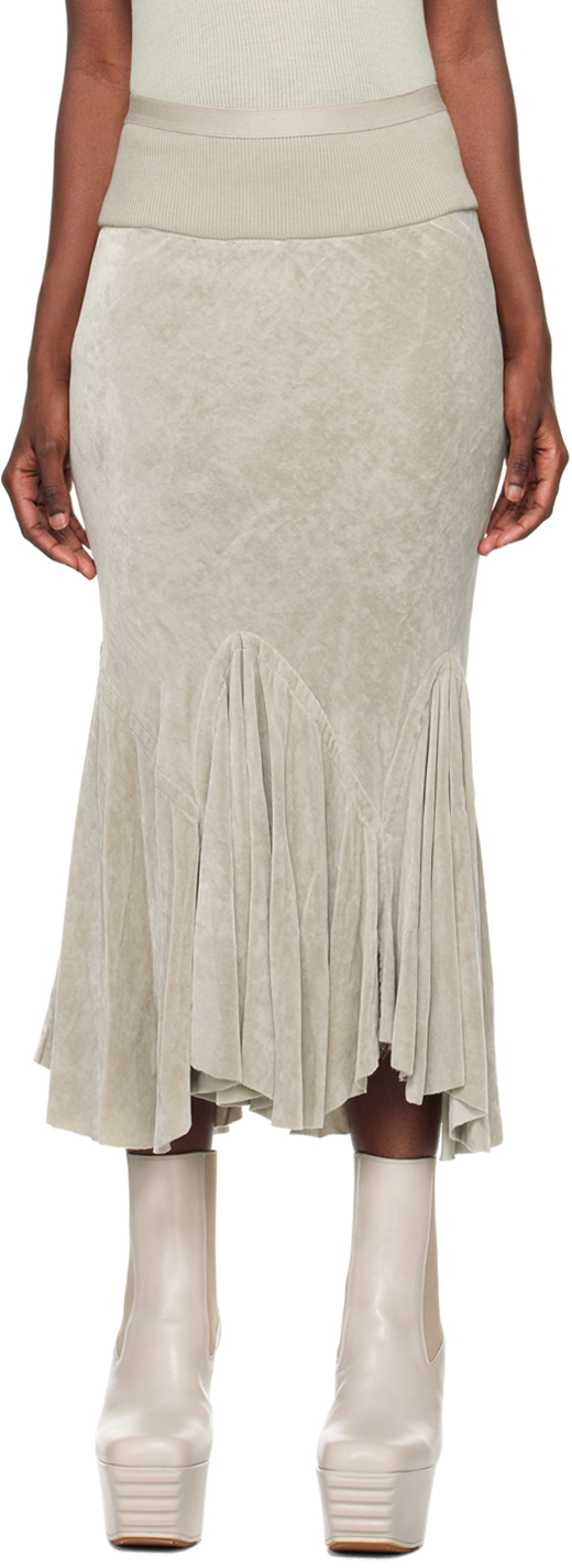 Rick Owens Off-white Divine Bias Midi Skirt In 08 Pearl