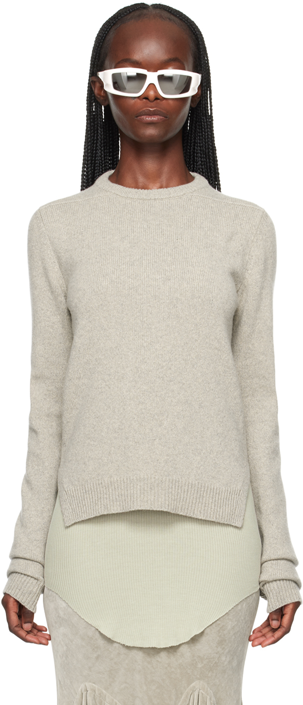 Rick Owens Off-white Crewneck Sweater In 08 Pearl
