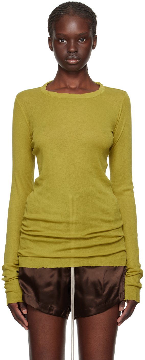 Rick Owens Yellow Rib Long Sleeve T-shirt In 32 Acid