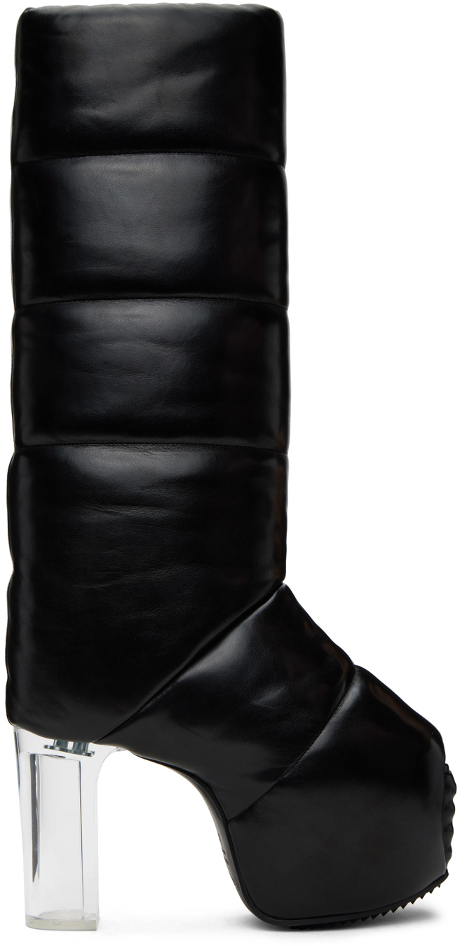 Shop Rick Owens Black Padded Pull On Platform 45 Boots In 90 Black/clear