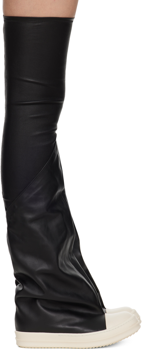 Black Flared Boots by Rick Owens on Sale