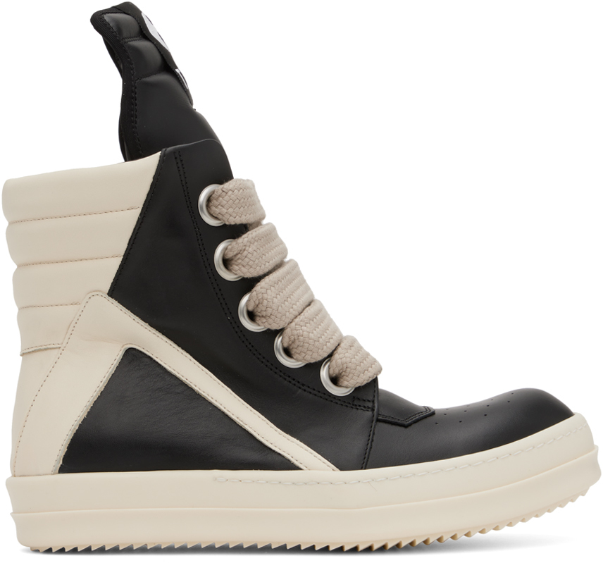 Rick Owens Ssense Exclusive Black Tvhkb Edition Geobasket Sneakers In 911 Black/milk