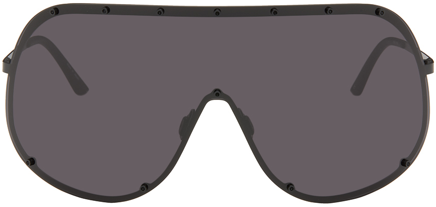 Shop Rick Owens Black Shield Sunglasses In 0909 Black/black