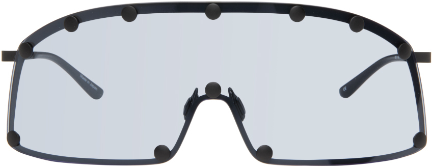 Black Shielding Sunglasses by Rick Owens on Sale