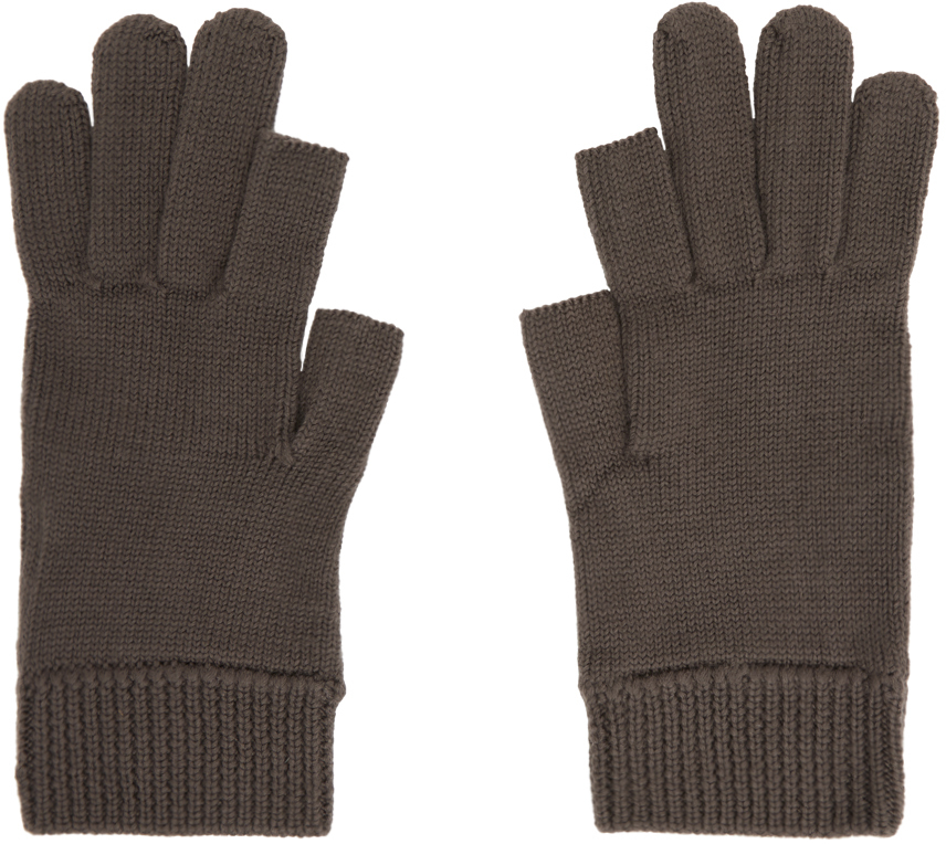 Rick Owens Gray Touchscreen Gloves In 34 Dust