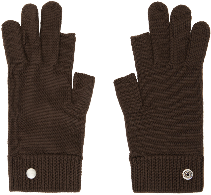 Rick Owens Brown Touchscreen Gloves In 04 Brown