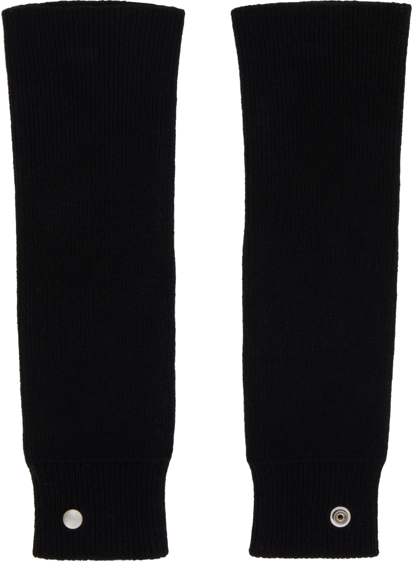 Black Gauntlet Arm Warmers by Rick Owens on Sale