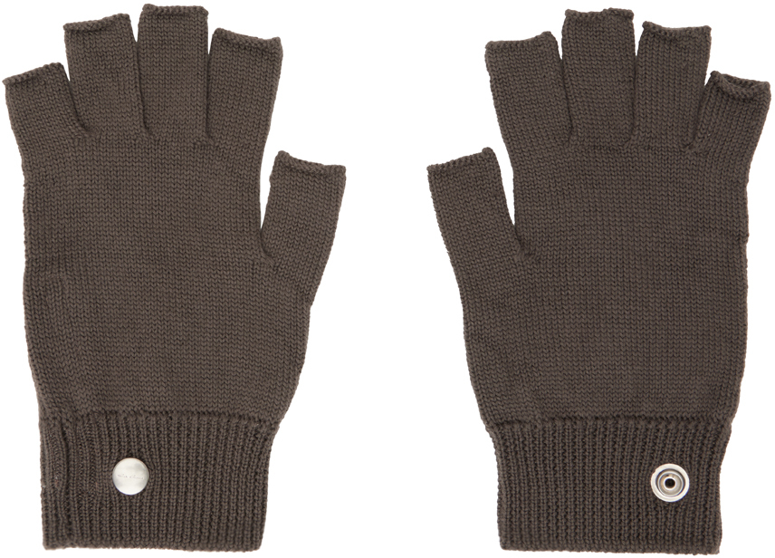 Rick Owens Gray Fingerless Gloves In 34 Dust