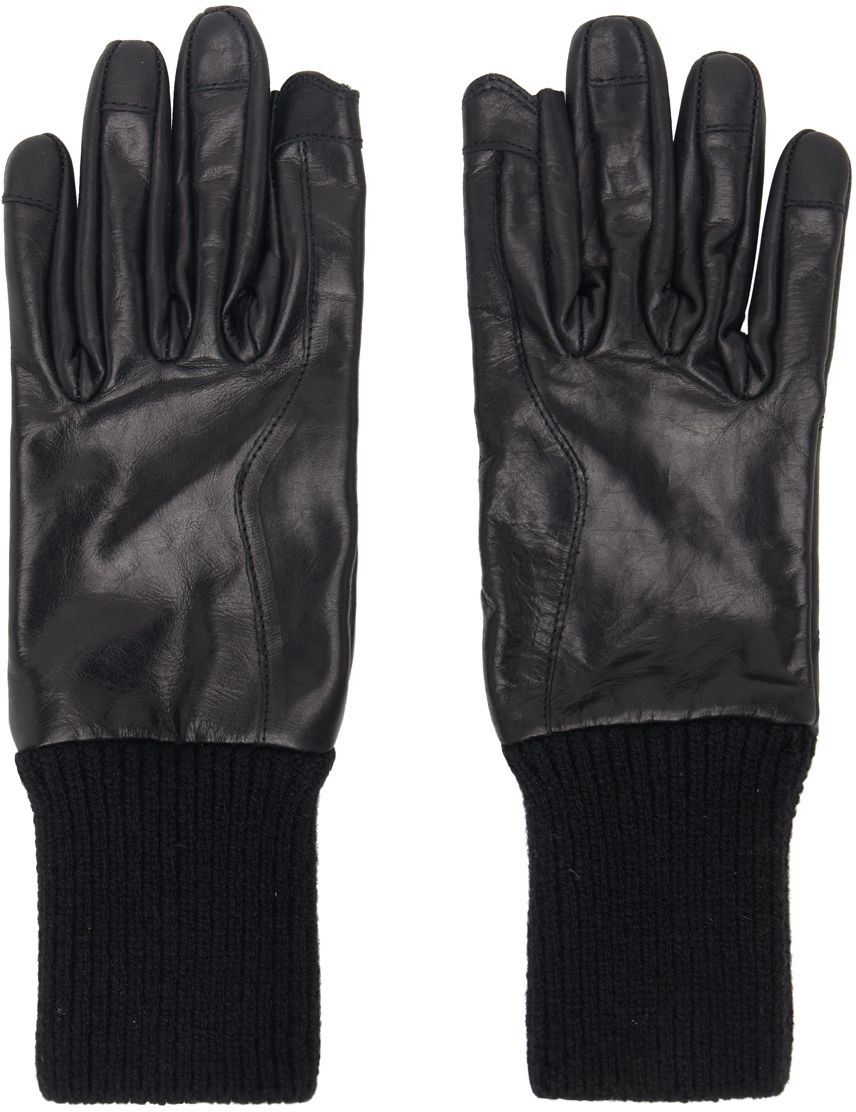 Shop Rick Owens Black Short Ribcuff Gloves In 09 Black