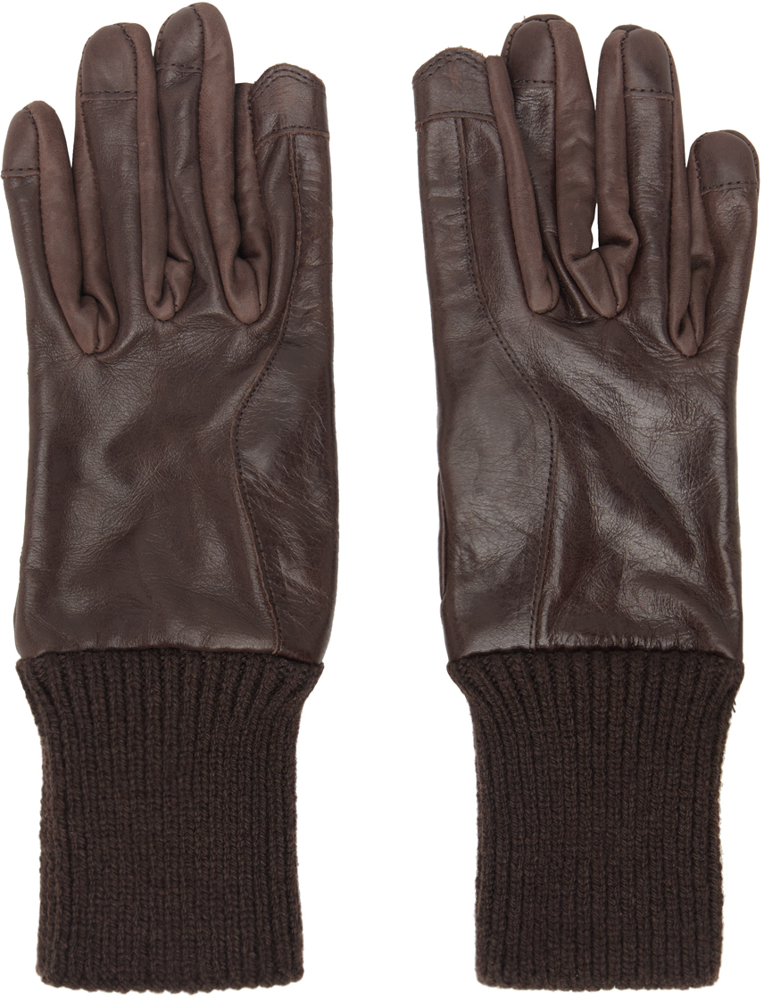 Brown Short Ribcuff Gloves