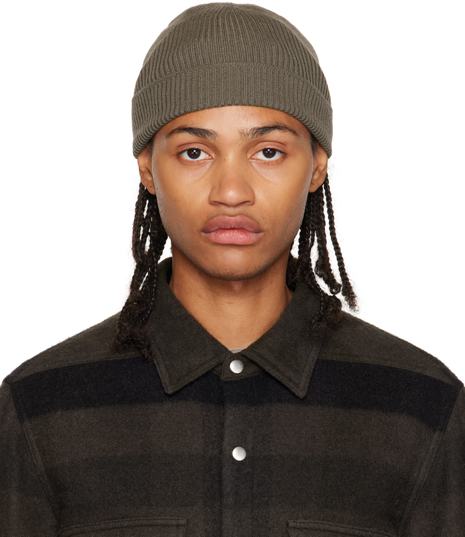 Rick Owens Gray Ribbed Beanie