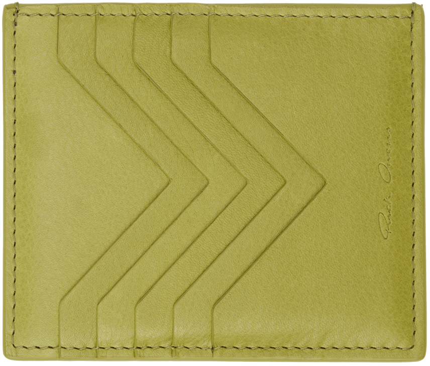 Rick Owens Green Square Card Holder In 32 Acid