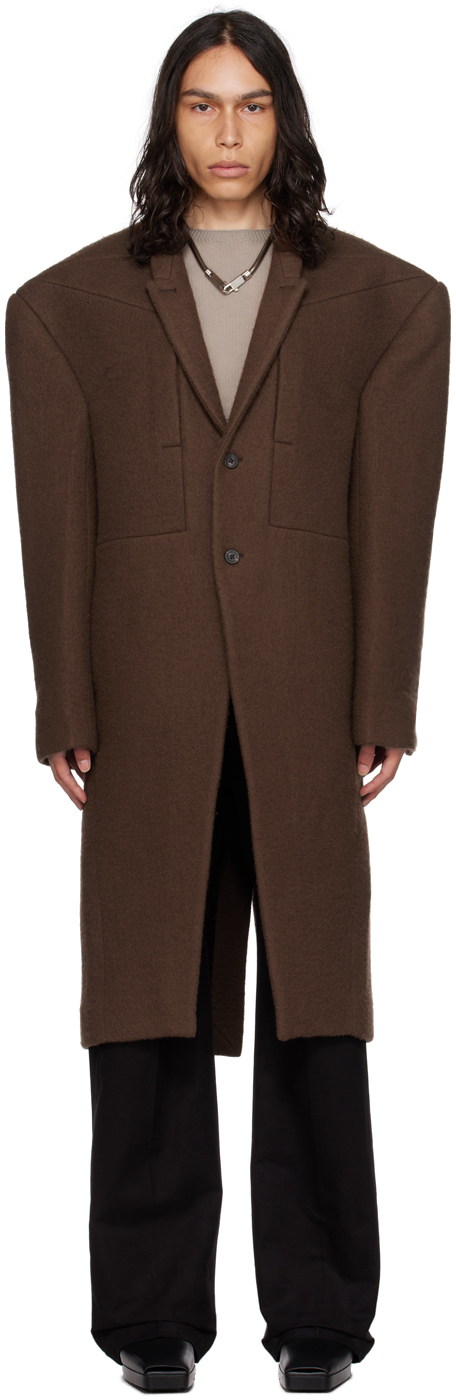 Brown Jumbo Tatlin Coat by Rick Owens on Sale