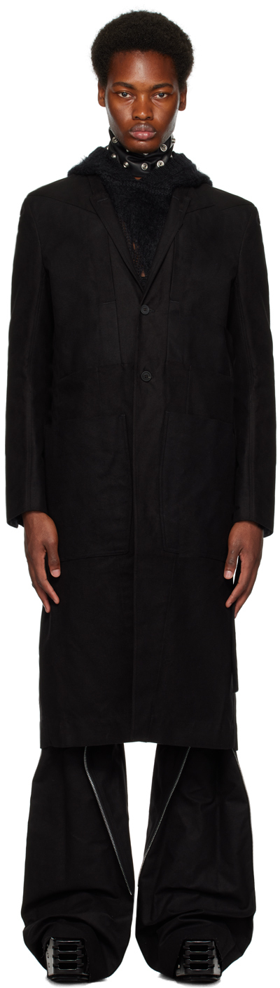 Rick Owens Black Fogpocket Lido Coat In 09 Black