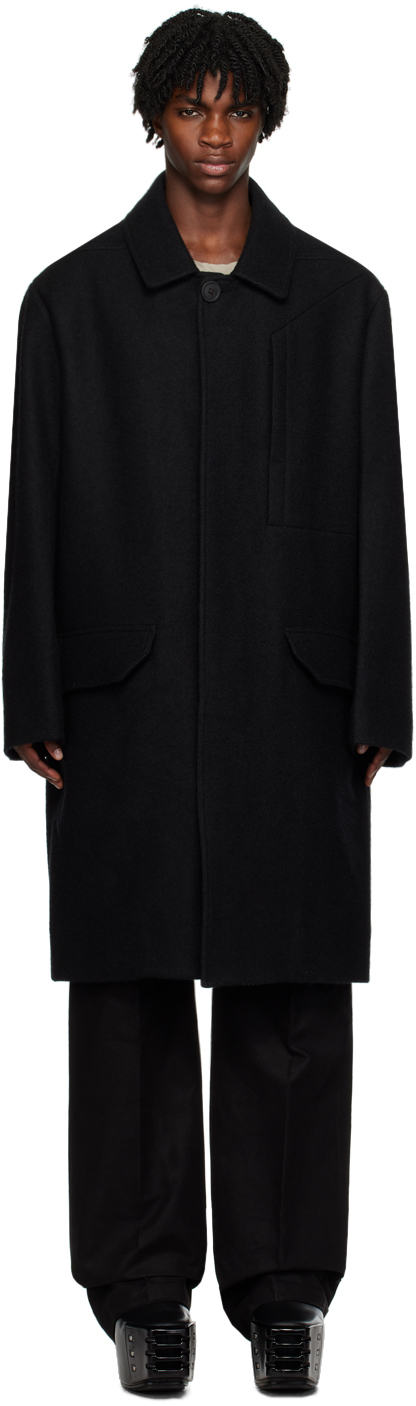 Shop Rick Owens Black Jumbo Mac Coat In 09 Black