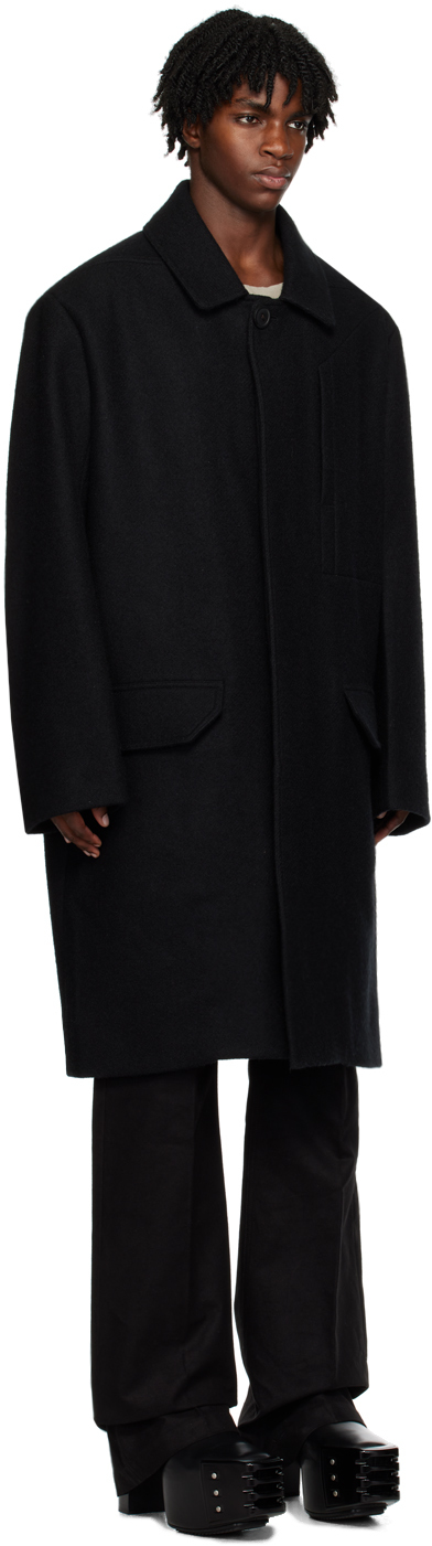 Rick Owens Black Jumbo Mac Coat In 09 Black