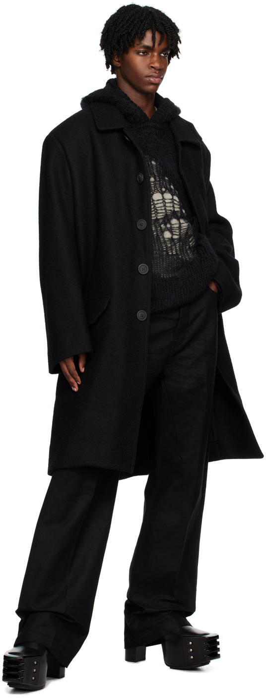 Rick Owens Black Jumbo Mac Coat In 09 Black