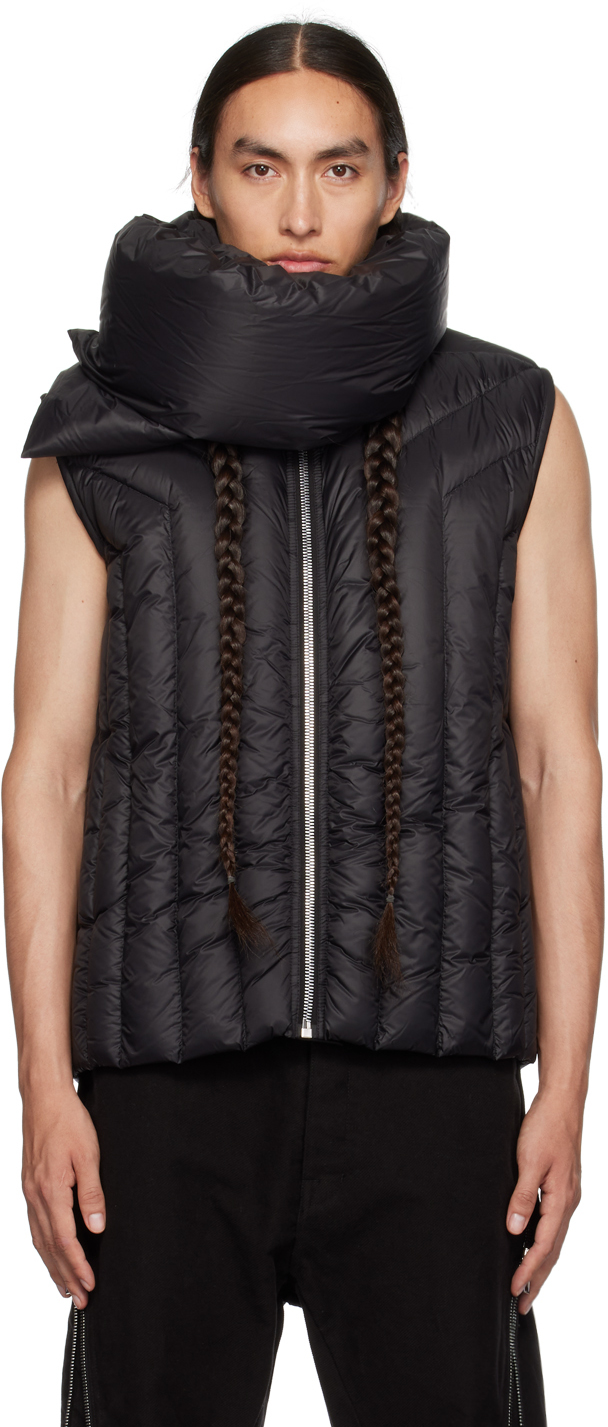 RICK OWENS BLACK QUILTED DOWN waistcoat