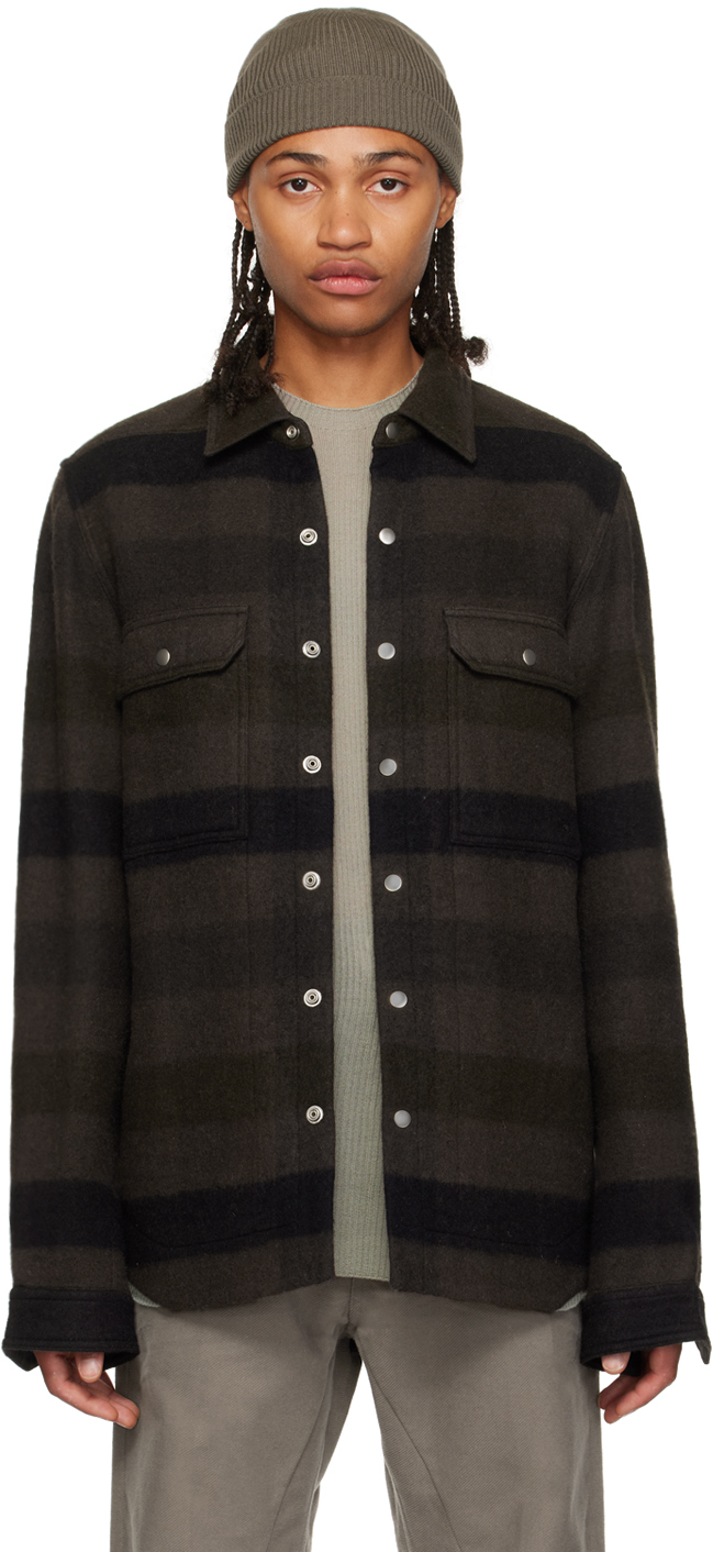 Rick Owens Gray Check Shirt In 78p Dark Dust Plaid