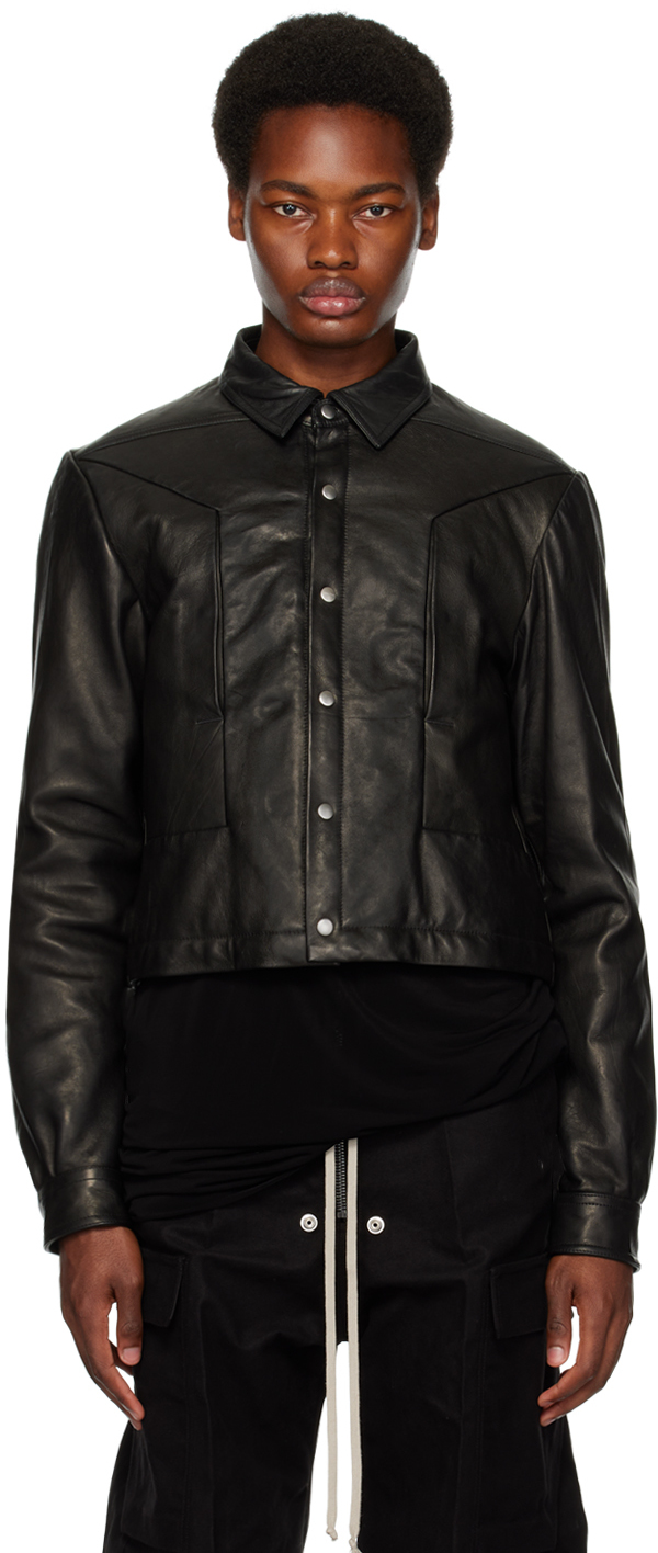 Rick Owens Black Alice Leather Jacket In 09 Black