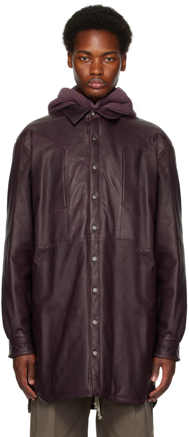 Rick Owens Purple Jumbo Fogpocket Leather Jacket In 33 Amethyst