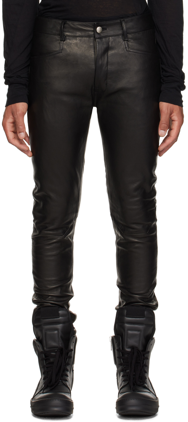 Rick Owens: Black Tyrone Leather Pants | SSENSE UK