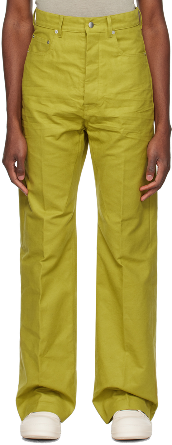 Yellow Geth Trousers by Rick Owens on Sale