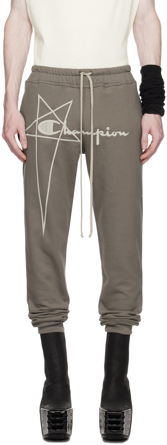 Rick Owens Gray Champion Edition Sweatpants In 34 Dust