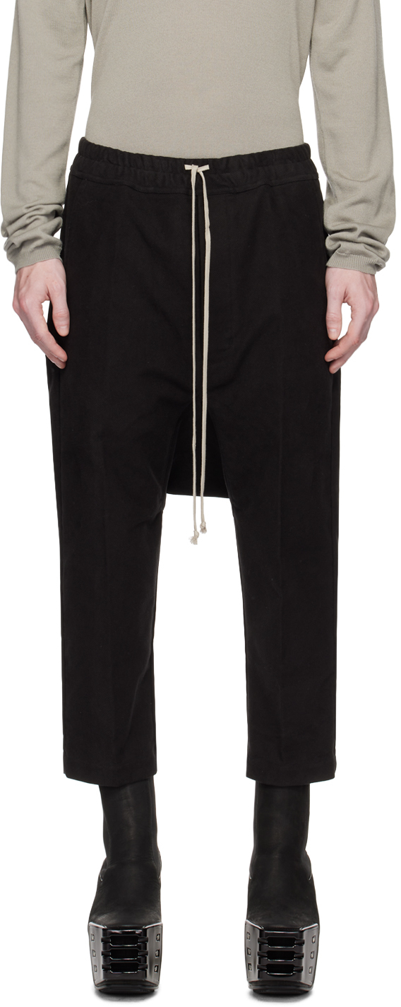 Black Drawstring Trousers by Rick Owens on Sale