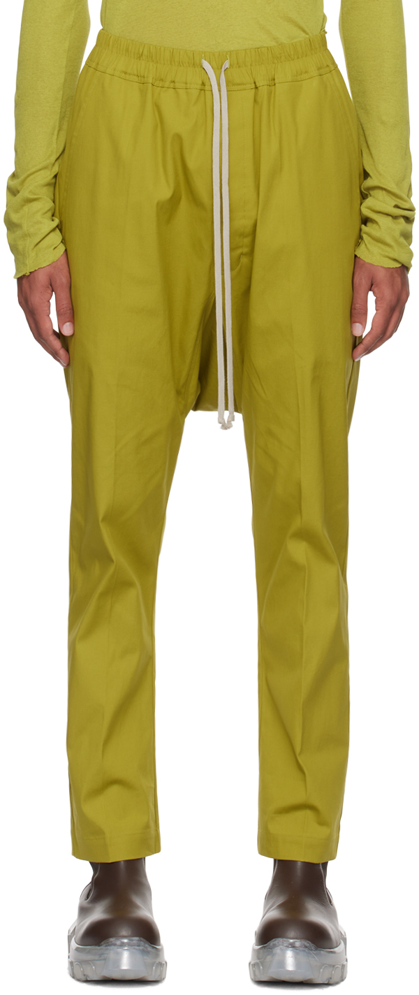 Rick Owens Yellow Drawstring Trousers In 32 Acid