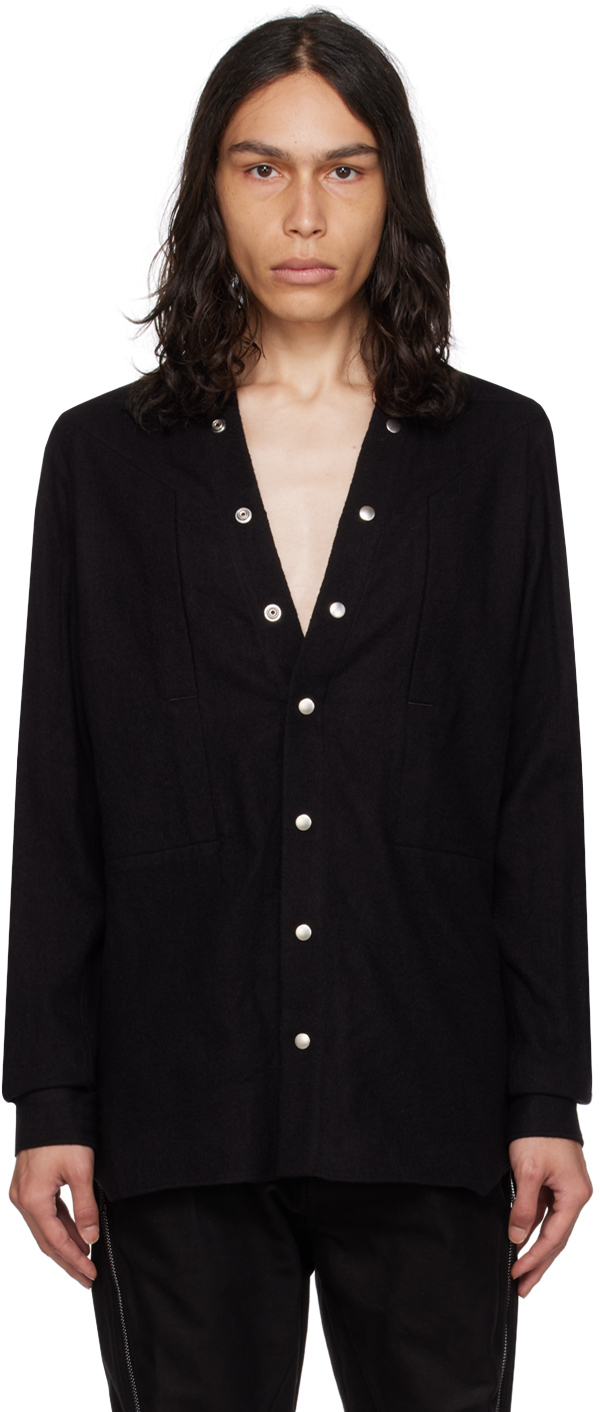 トップス rick owens ZIP LARRY SHIRT 09 BLACK トップス rick owens ZIP LARRY SHIRT 09 BLACK RICK OWENS - SHIRTS