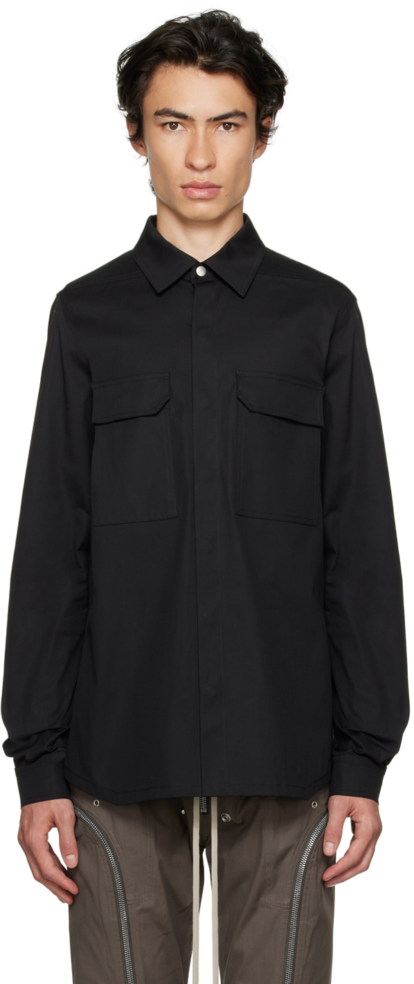 Rick Owens Black PressStud Shirt SSENSE UK
